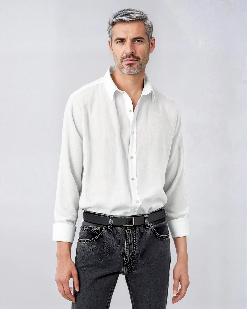 Men's white pure 100% linen shirt - Shop stylish high-quality mens linen shirts by Ike Behar