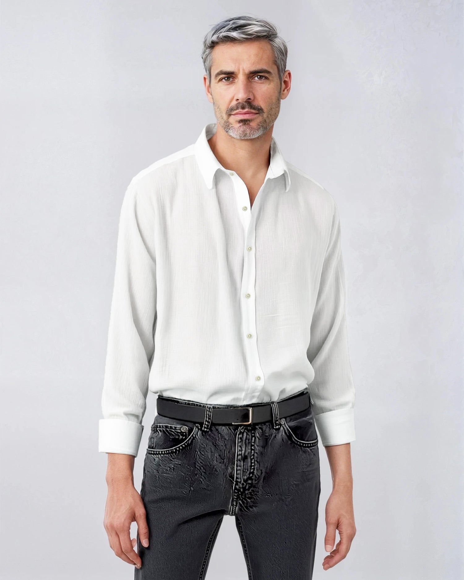 Men's white pure 100% linen shirt - Shop stylish high-quality mens linen shirts by Ike Behar