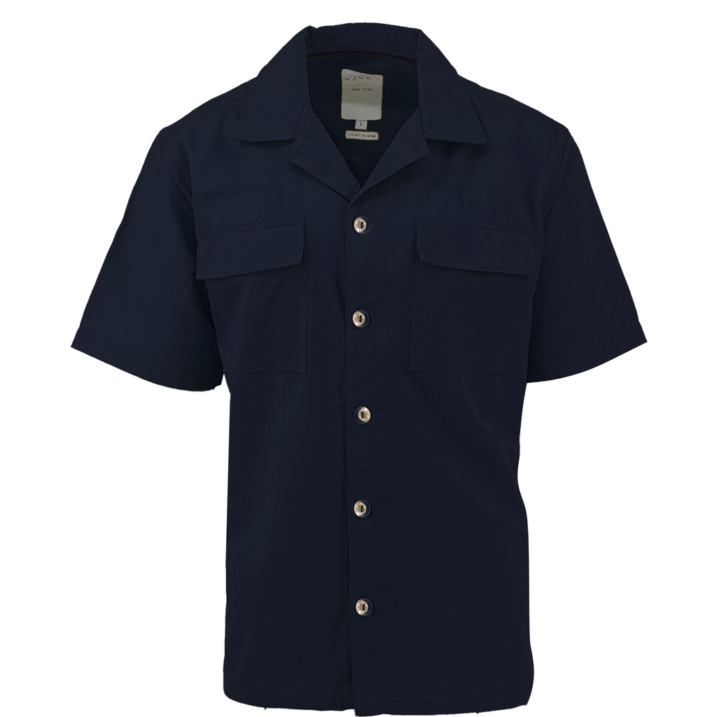 Navy Linen Blend Tonal Dobby Two Pocket Short Sleeve Shirt XXL Navy Linen Blend Tonal Dobby Two Pocket Short Sleeve Shirt XXL