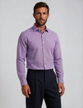 Purple Mini-Check Natural Stretch Cotton Dress Shirt