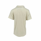 Men's off-white cable knit johnny collar polo tees. Shop stylish high-quality mens T-shirts by Ike Behar.