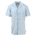 Men's blue white stripe pure linen short-sleeve shirt. Shop stylish, high-quality men's shirts by Ike Behar