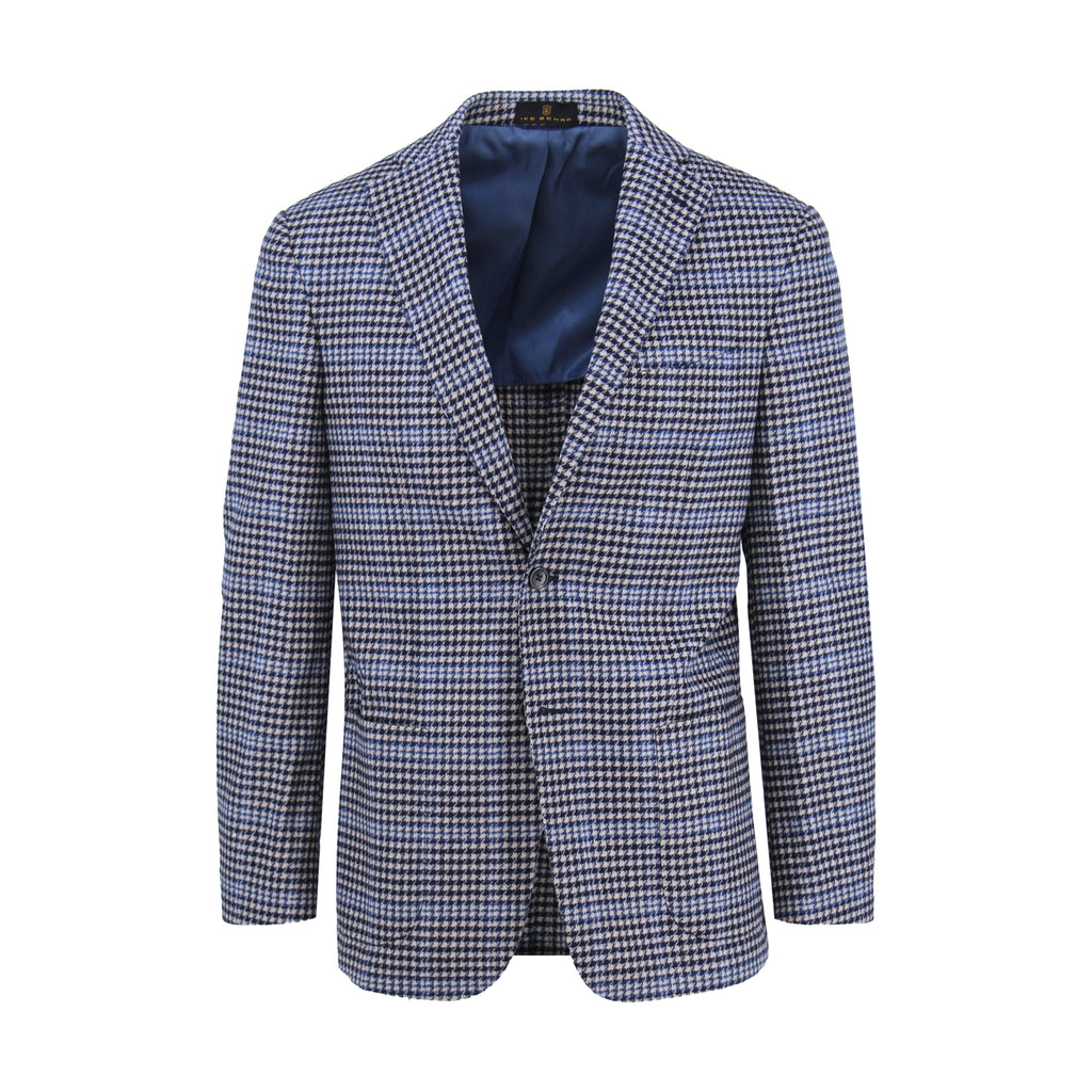 Men's dark navy white houndstooth sport coat jacket made of wool cashmere blend - Shop stylish, high-quality men's sport coats by Ike Behar