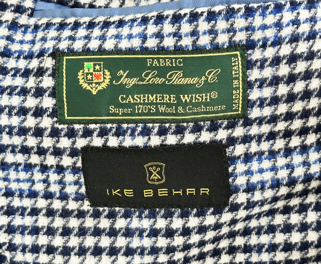 Men's dark navy white houndstooth sport coat jacket made of wool cashmere blend - Shop stylish high-quality mens sport coats by Ike Behar