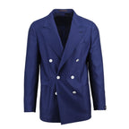 Navy Knit Double Breasted Knit Sport Coat