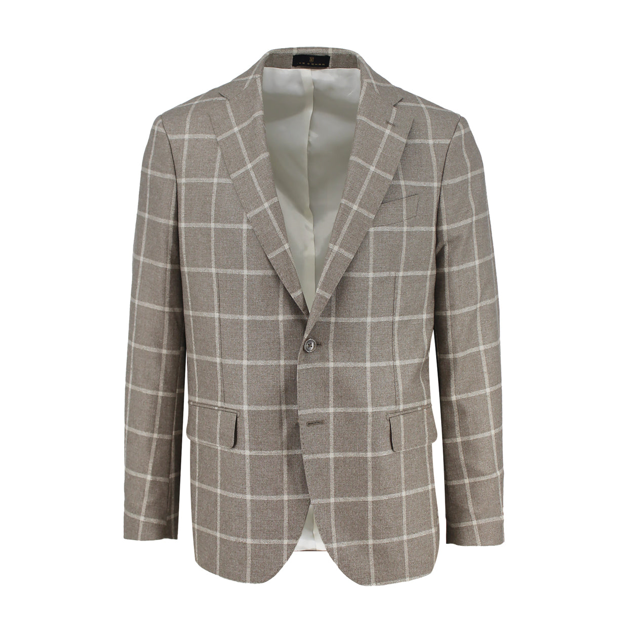 Tan Silk and Cashmere Windowpane Sport Coat