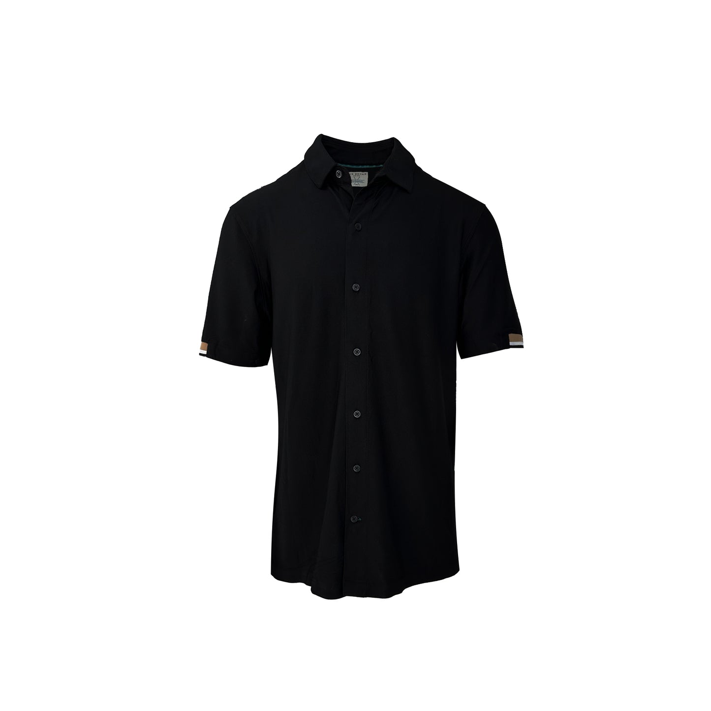 Black Stretch Pique Button-Up Knits