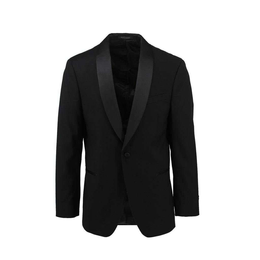 Black Shawl Collar Stretch Evening Jacket