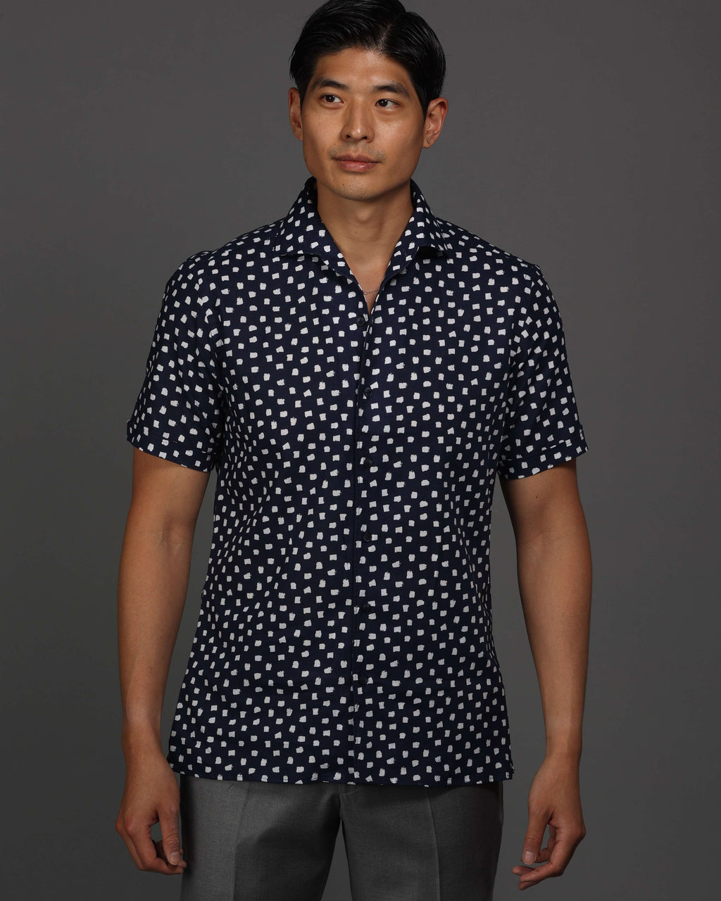 Men's black white printed button-up shirt- Shop stylish high-quality mens shirts by Ike Behar