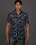 Men's black white printed button-up shirt- Shop stylish high-quality mens shirts by Ike Behar