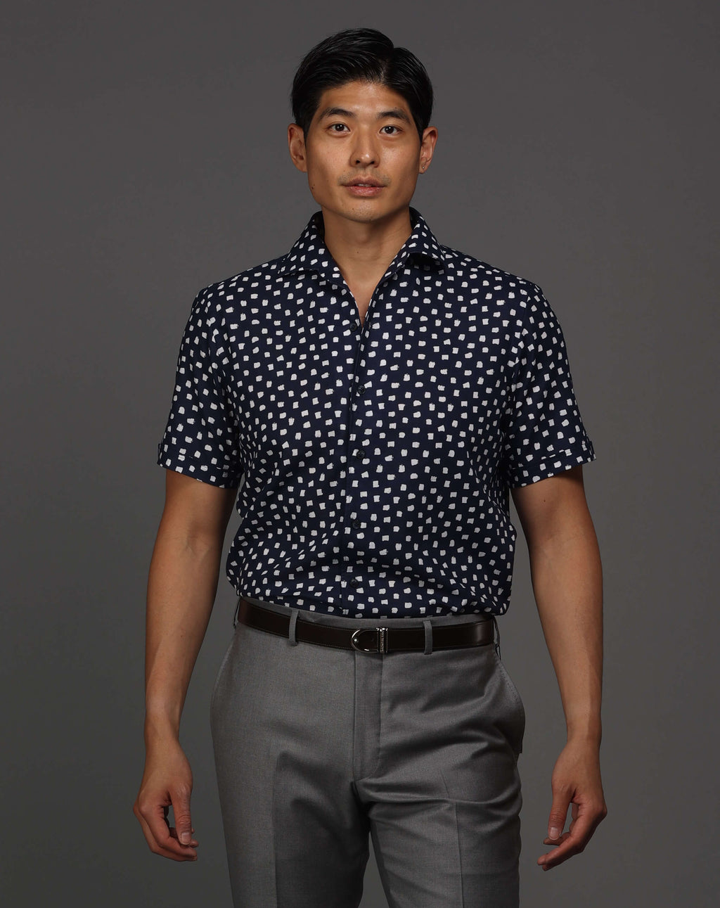 Men's black white printed button-up shirt- Shop stylish high-quality mens shirts by Ike Behar