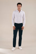 Dark Navy Italian Five-Pocket Stretch Cotton Pant