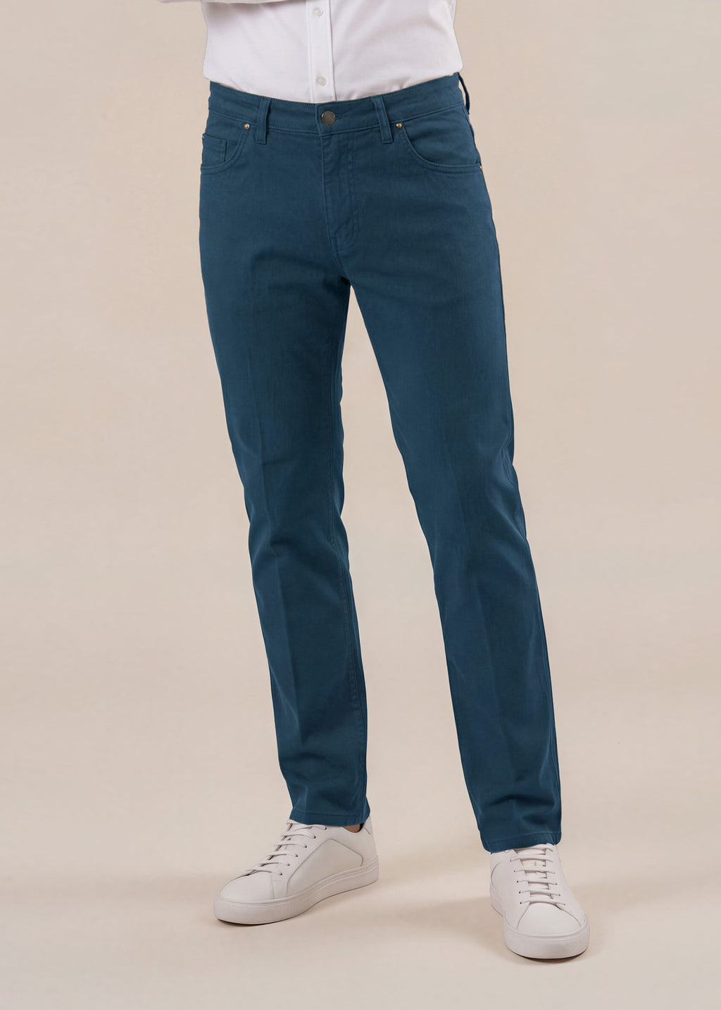 New Navy Italian Five-Pocket Stretch Cotton Pant