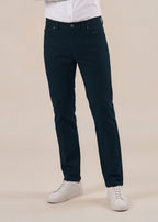 Dark Navy Italian Five-Pocket Stretch Cotton Pant