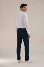 Dark Navy Italian Five-Pocket Stretch Cotton Pant