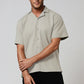 Ecru Jacquard Knit Button-Front Sport Shirt