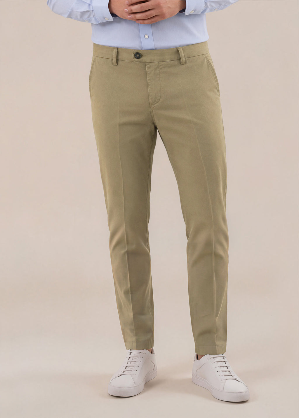 Khaki Italian Stretch Cotton Chino Pant