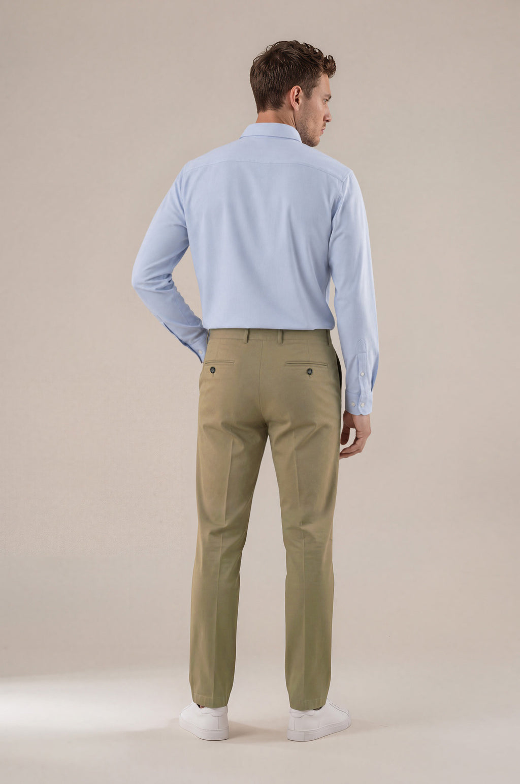 Khaki Italian Stretch Cotton Chino Pant