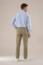 Khaki Italian Stretch Cotton Chino Pant