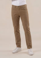 Khaki Italian Five-Pocket Stretch Cotton Pant