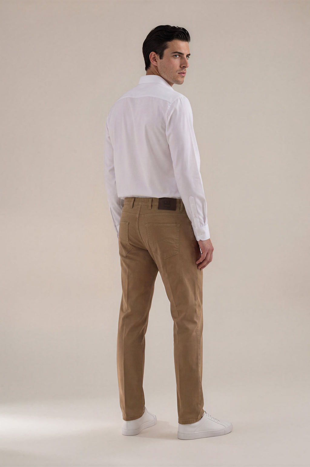 Khaki Italian Five-Pocket Stretch Cotton Pant