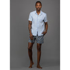 Men's diamond print in blue and yellow swim shorts by Ike Behar