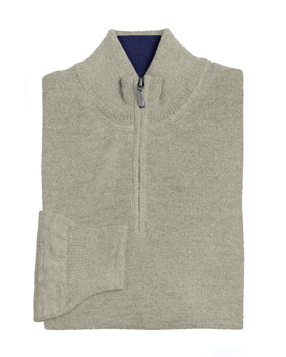 Timber and Navy 1/4 Zip Cashmere Sweater