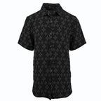 Black Jacquard Textured Short Sleeve Shirt