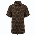 Chocolate Jacquard Textured Short Sleeve Shirt