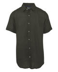 Men's green cotton linen short sleeve shirt - Shop stylish, high-quality mens shirts by Ike Behar