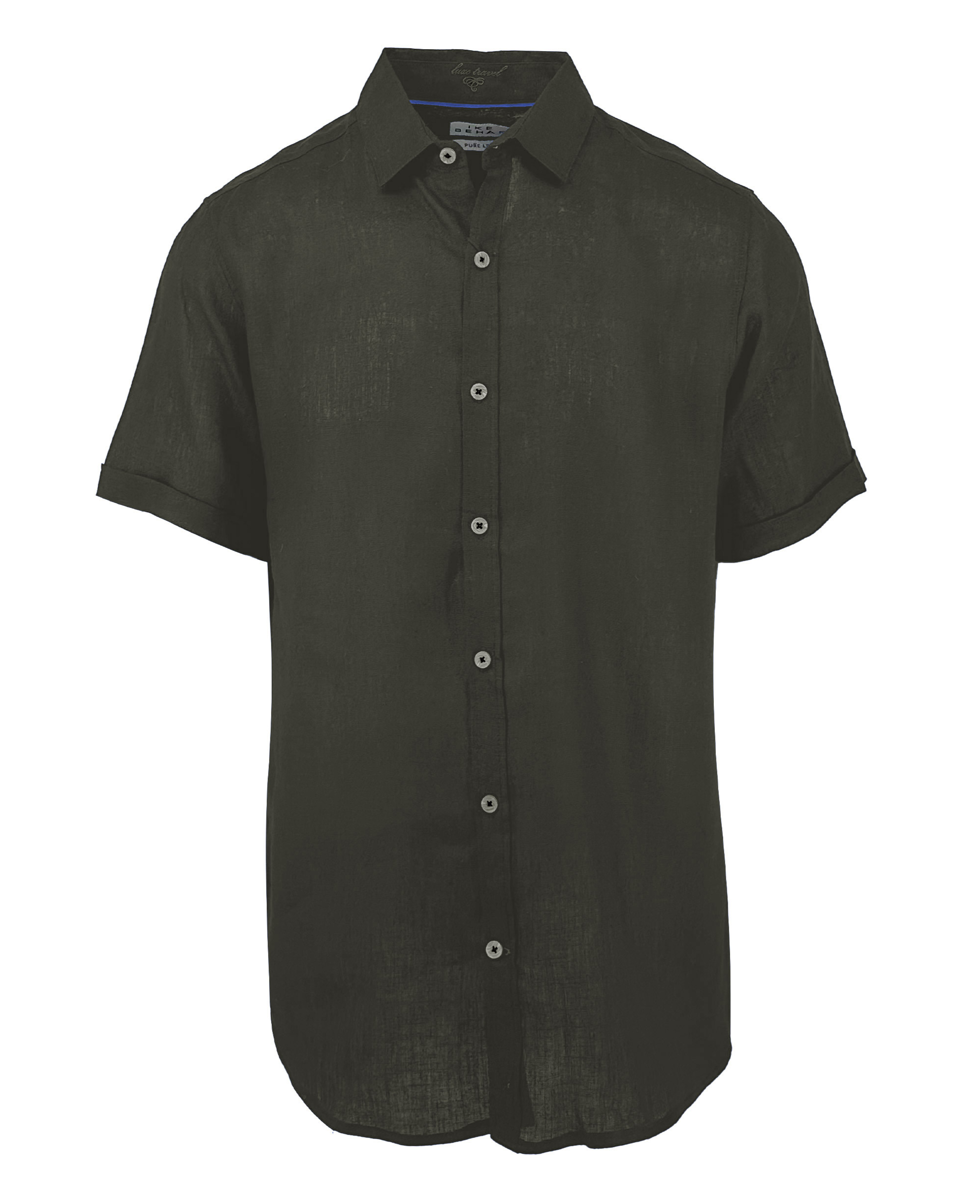 Men's green cotton linen short sleeve shirt - Shop stylish, high-quality mens shirts by Ike Behar
