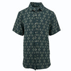 Green Jacquard Textured Short Sleeve Shirt