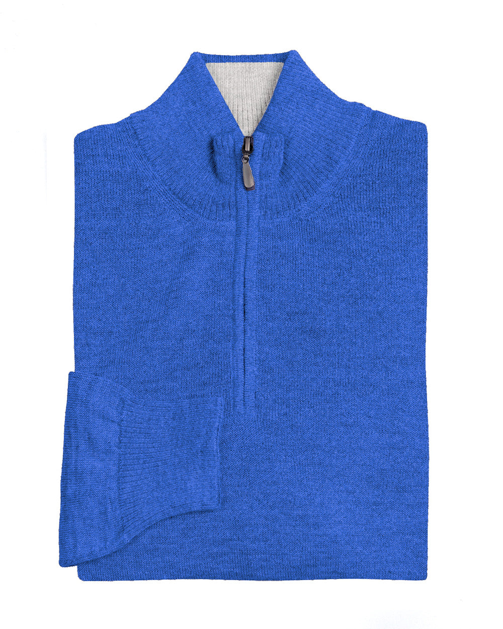 Lapis and Frost Grey 1/4 Zip Cashmere Sweater