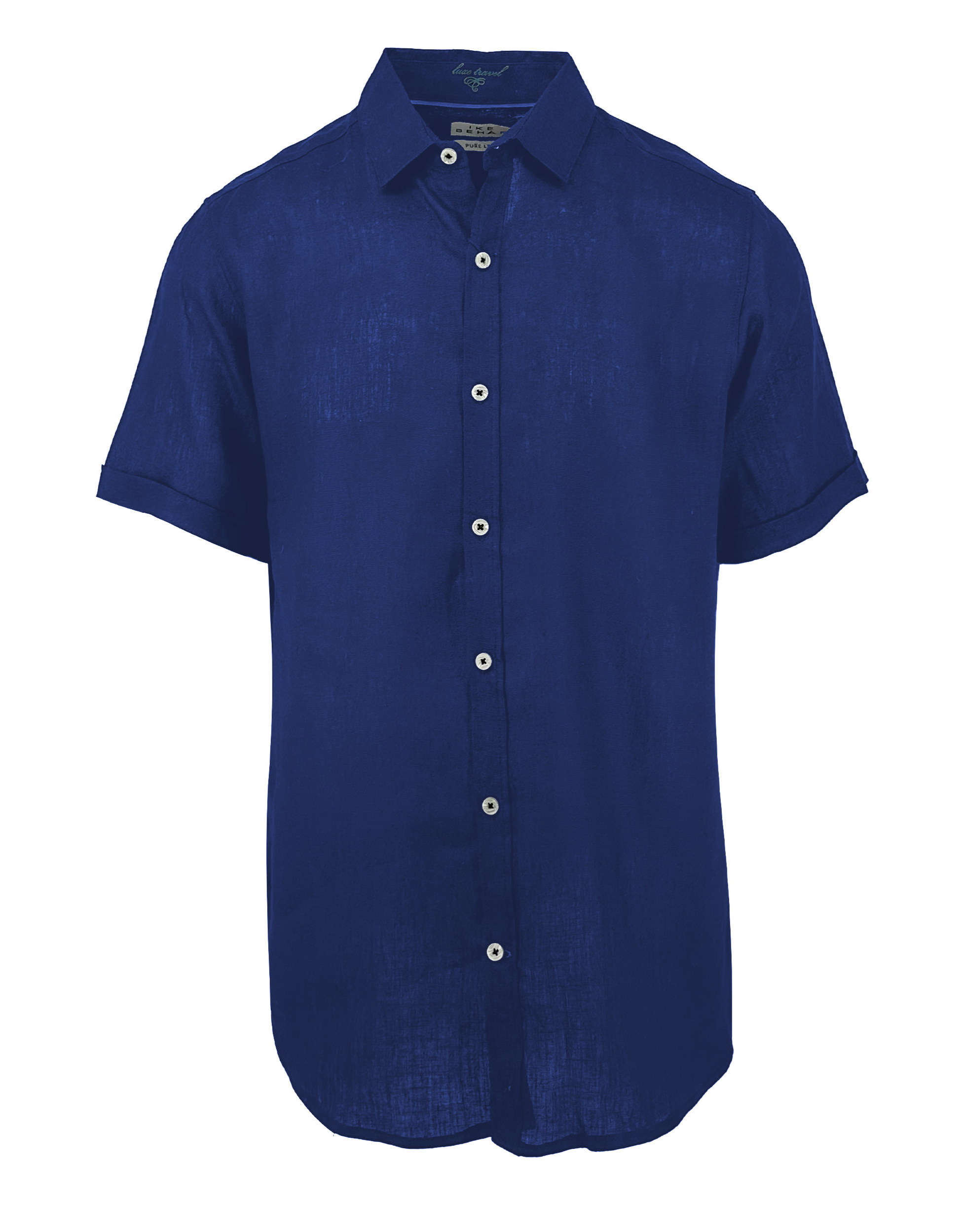 Men's navy blue cotton linen short sleeve shirt - Shop stylish, high-quality mens shirts by Ike Behar