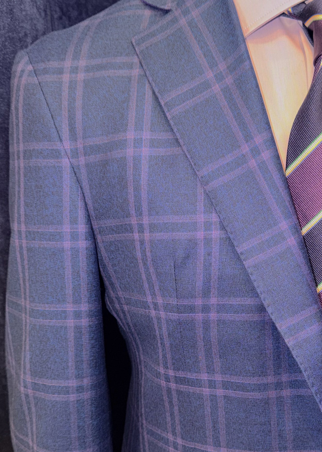 mens purple windowpane dress shirt Purple French Cuff With Collar Window Pane Pattern Men'S Dress Shirt Purple / XXL 18.5 Neck / 34-35 Sleeve