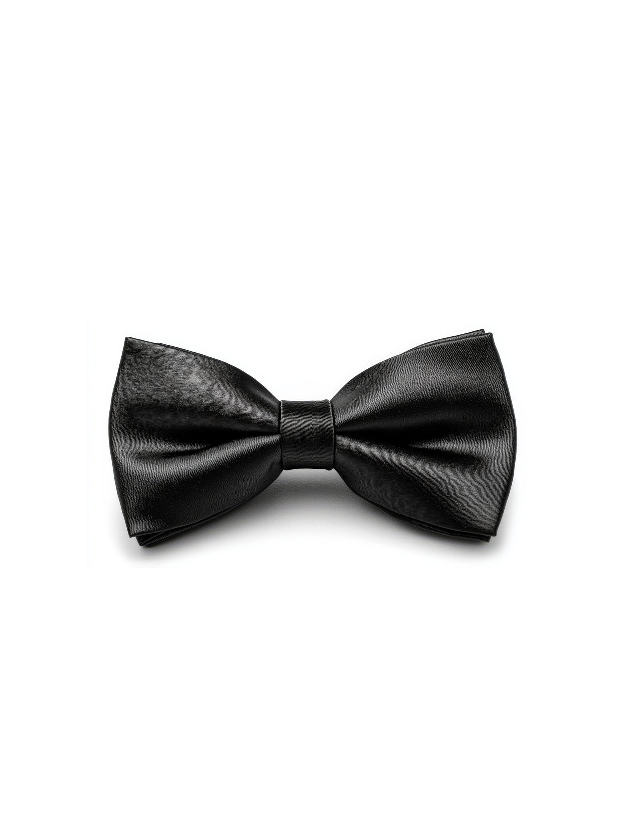 Pre-Tied Black Satin Bow Tie
