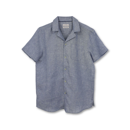 Sodalite Blue Pure Linen Camp Shirt