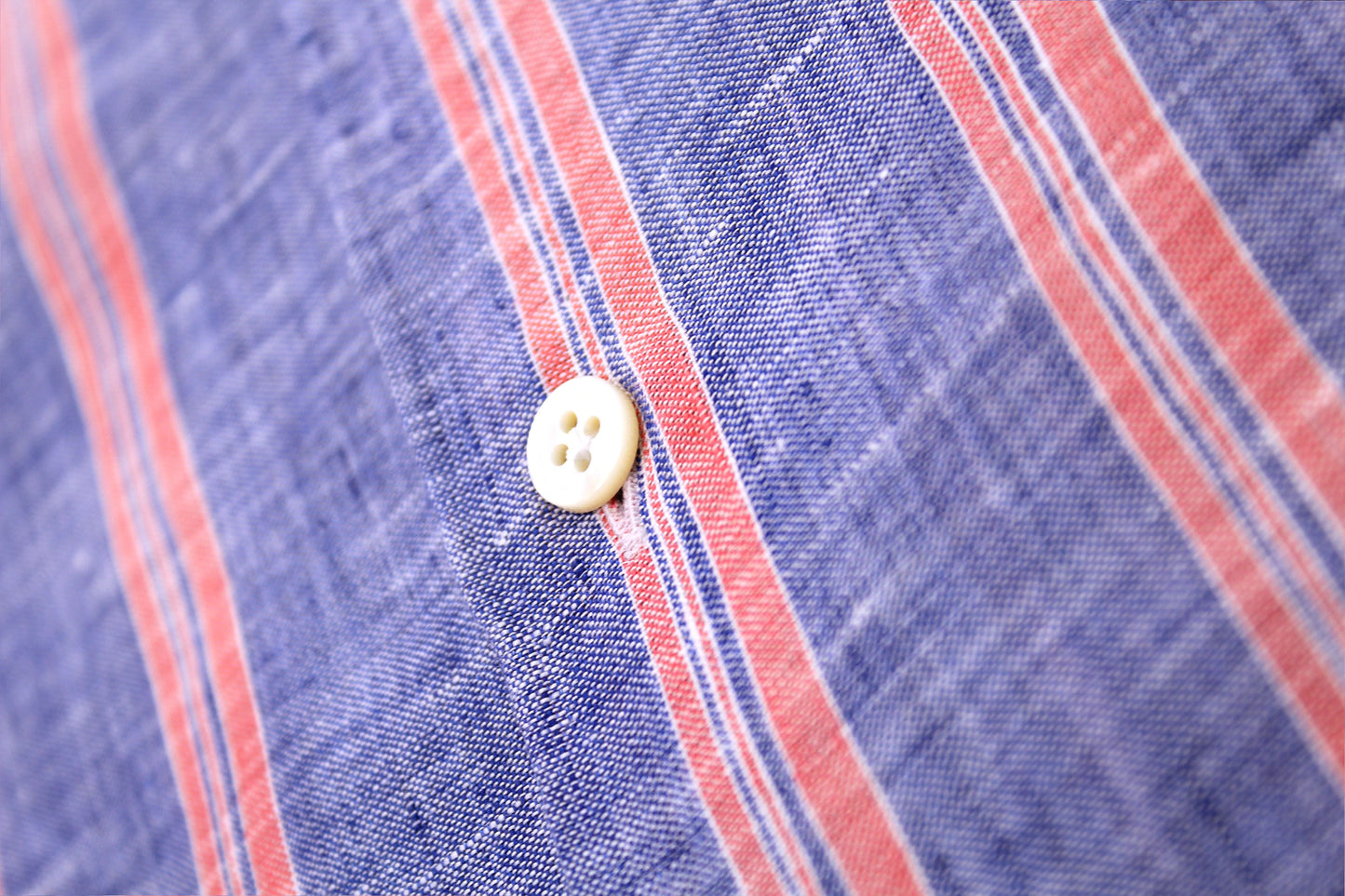 Hand Finished Navy With Rose Striped Italian Linen Sport Shirt