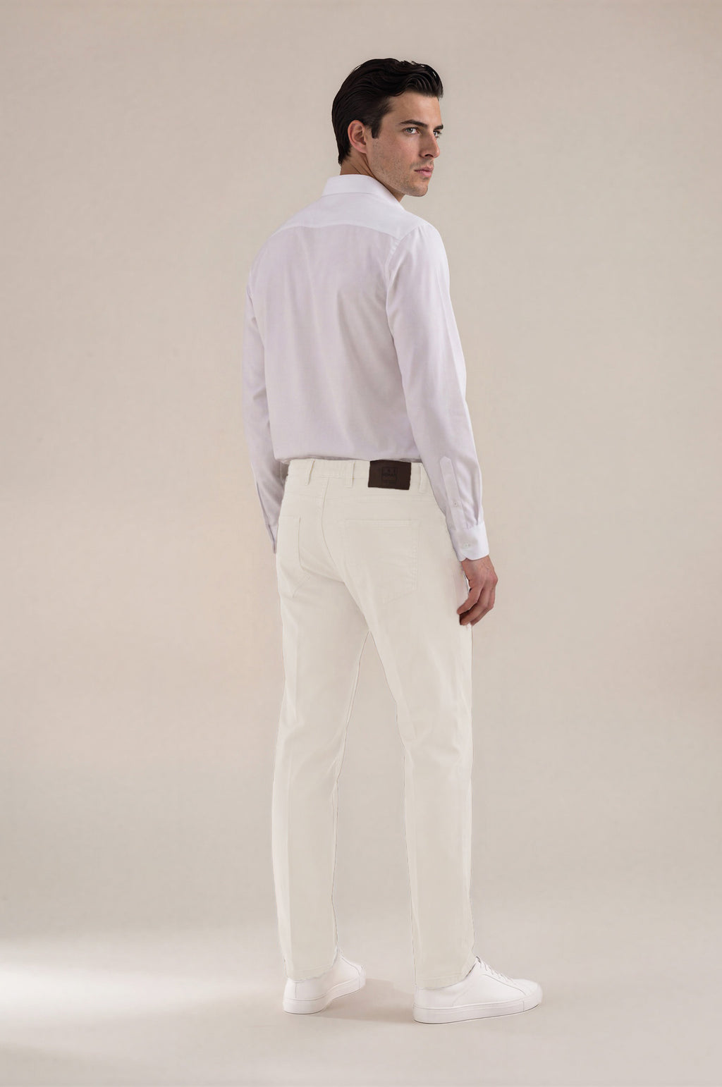 White Italian Five-Pocket Stretch Cotton Pant
