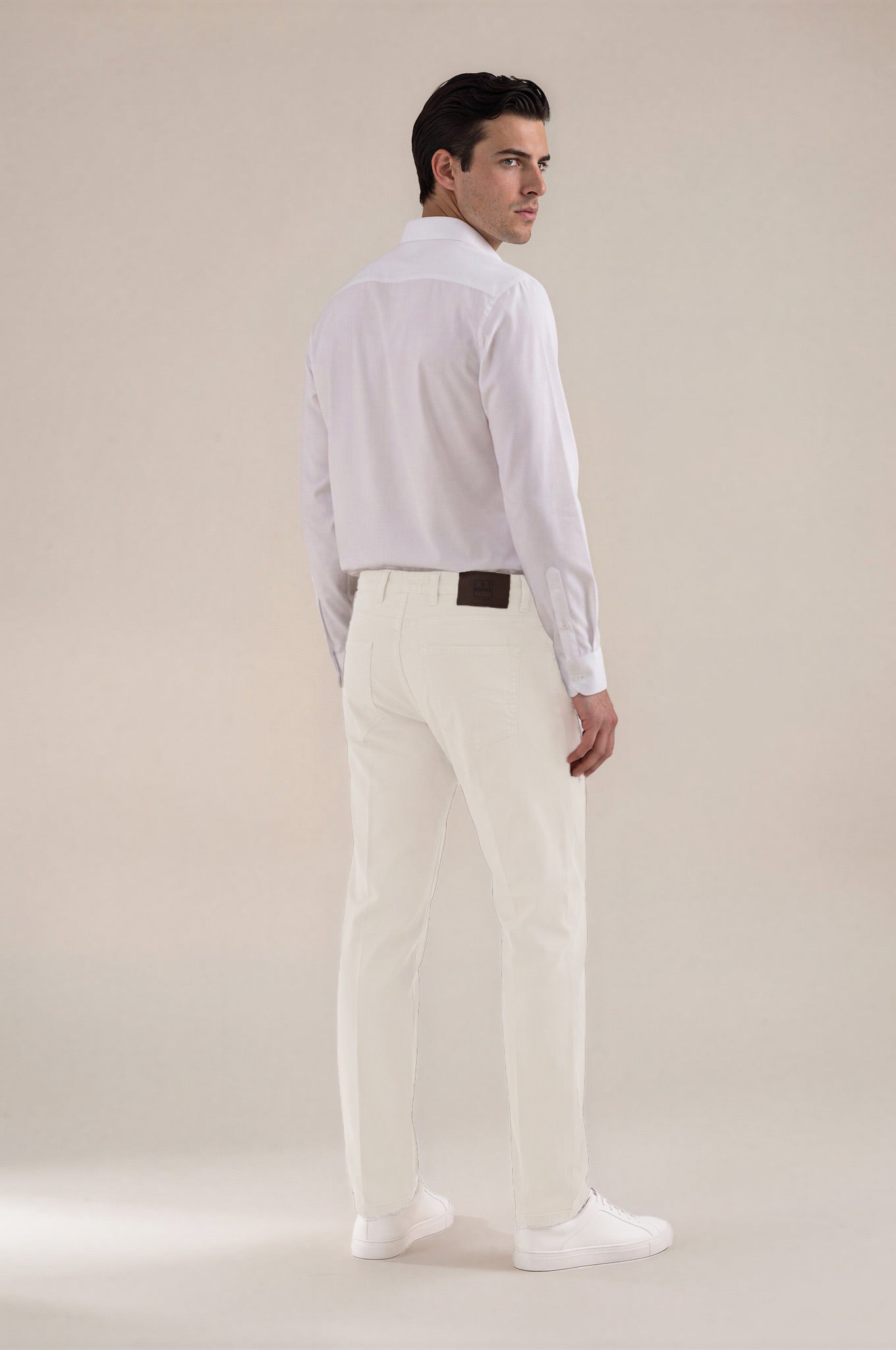 White Italian Five-Pocket Stretch Cotton Pant