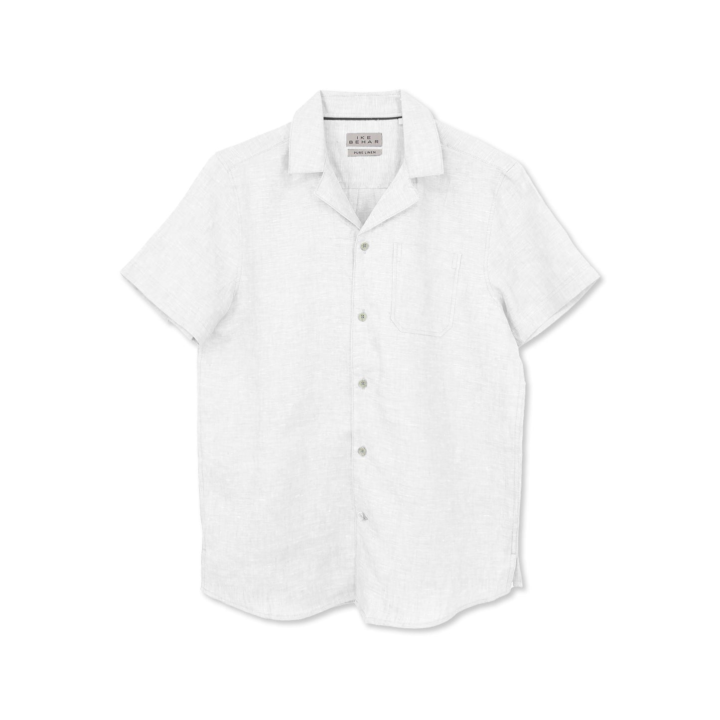Pearl White Pure Linen Camp Shirt