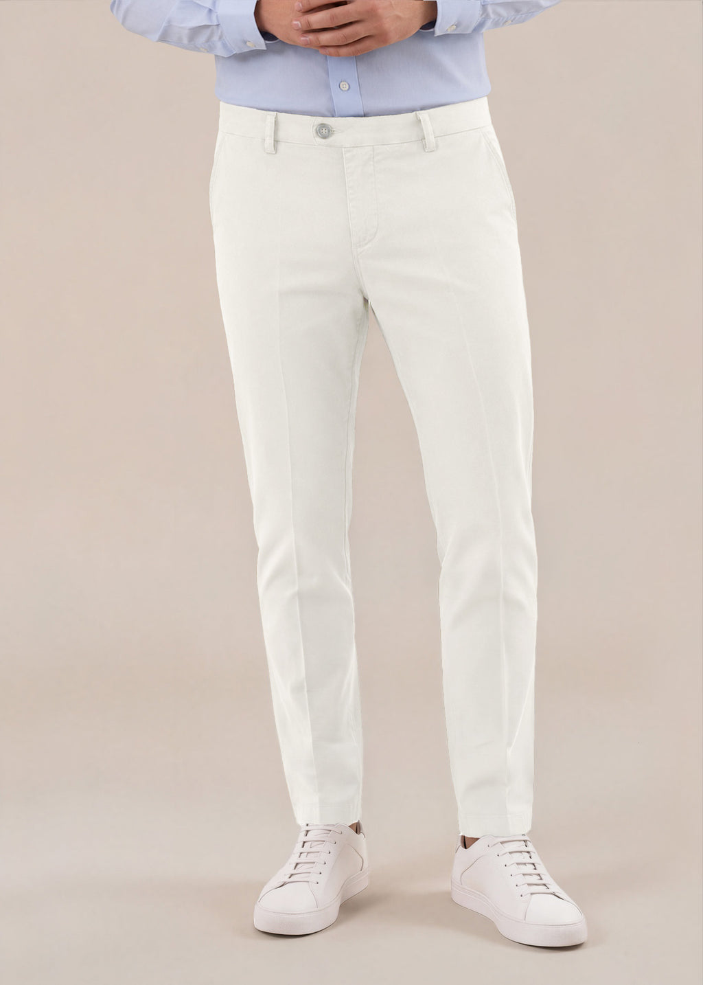 White Italian Stretch Cotton Chino Pant