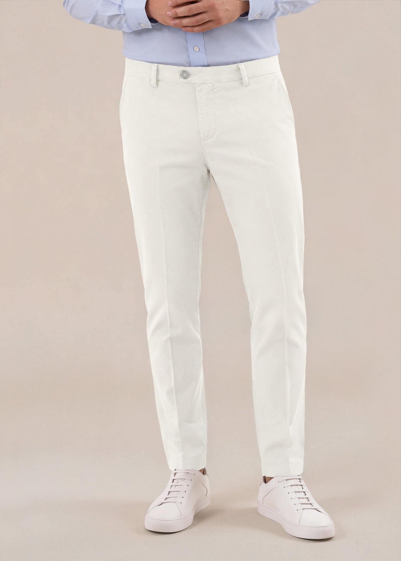 White Italian Stretch Cotton Chino Pant
