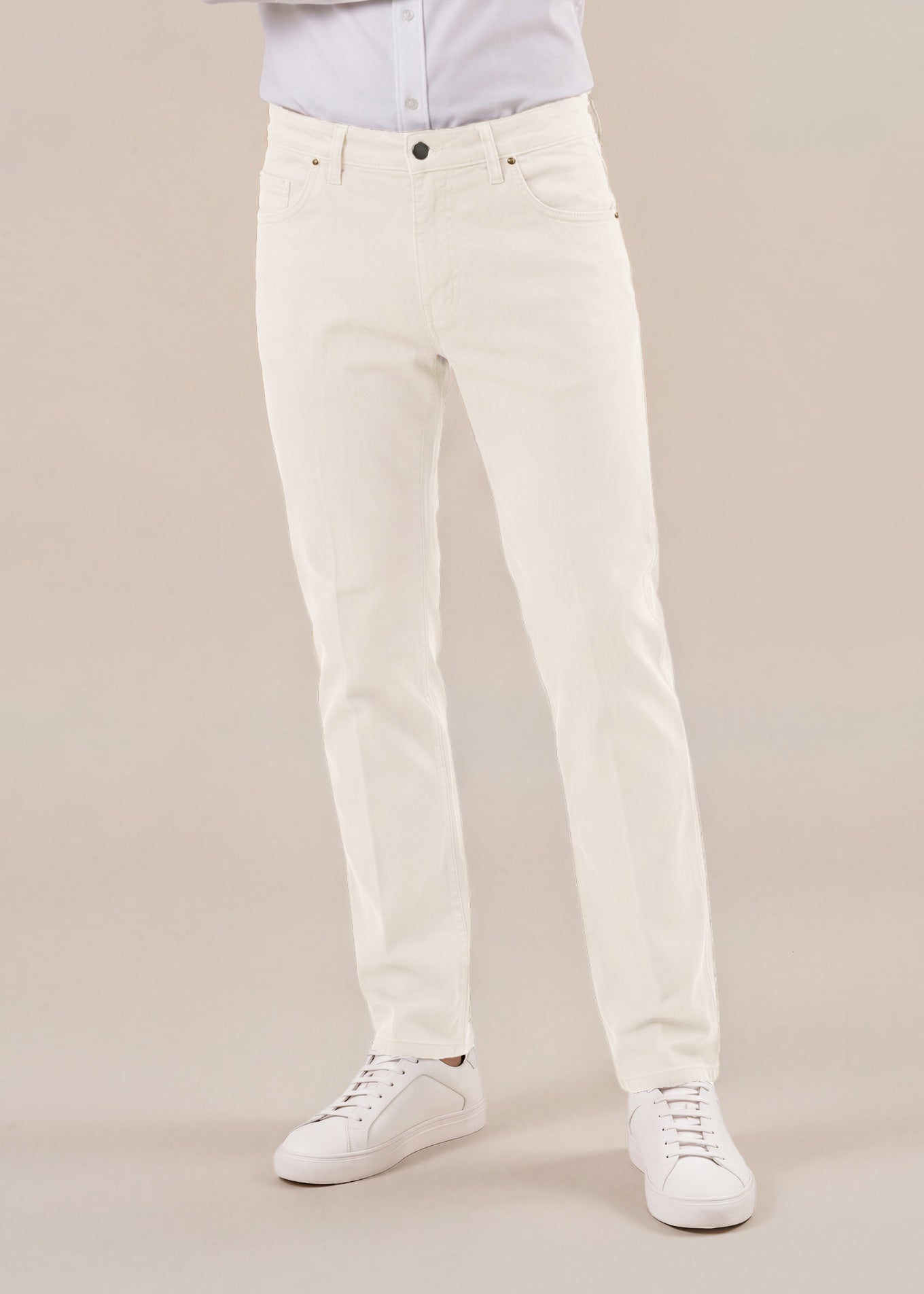White Italian Five-Pocket Stretch Cotton Pant