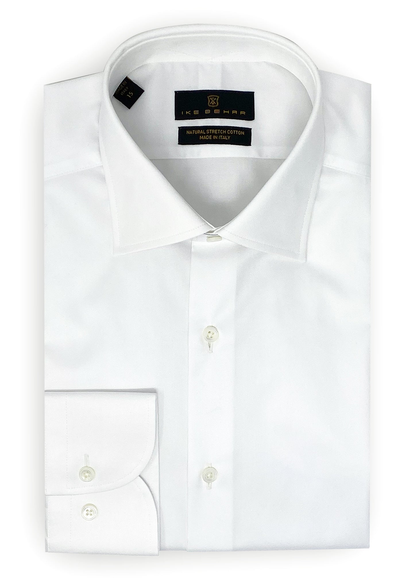 White Twill Natural Stretch Cotton Dress Shirt