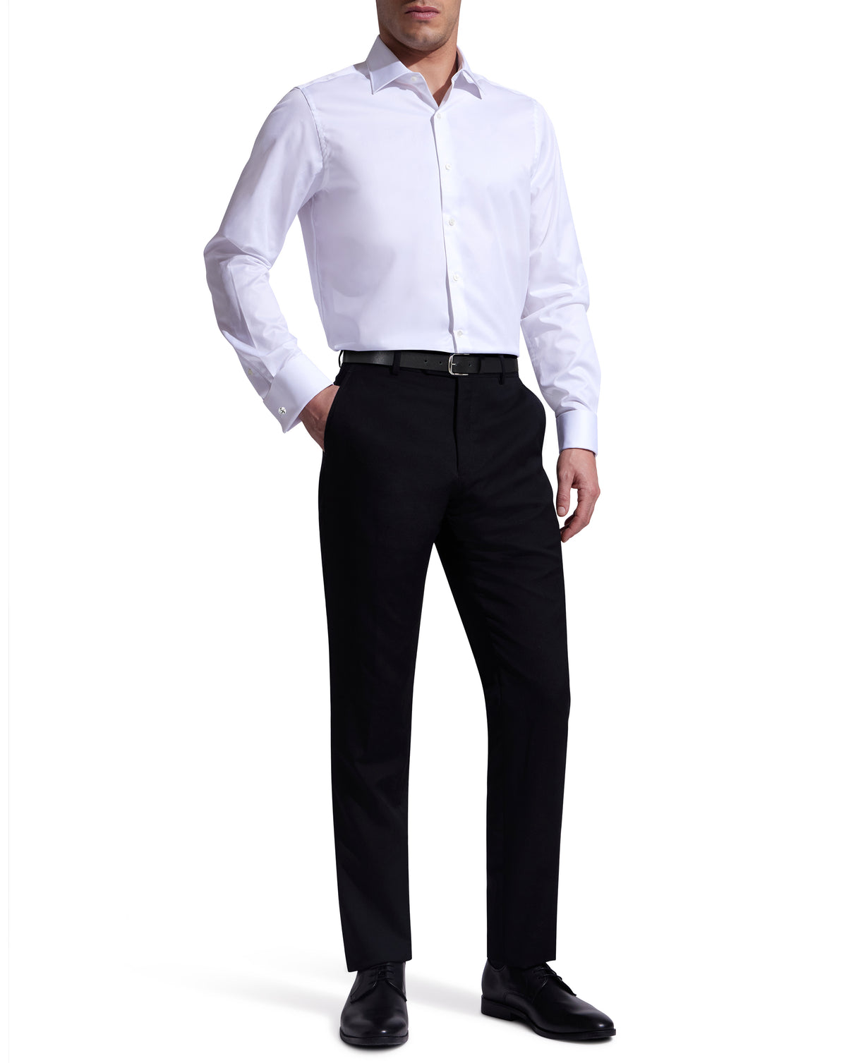 White Twill Natural Stretch Cotton French Cuff Dress Shirt – Ike Behar