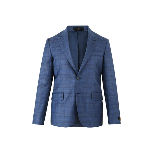 Men's blue glen plaid check suit made of 100% wool - Shop stylish high-quality mens tuxedo suit by Ike Behar