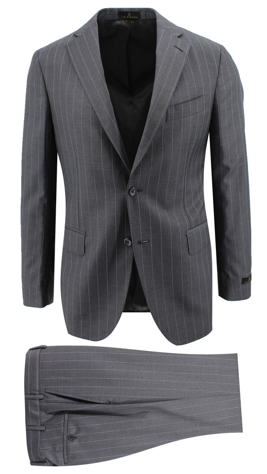 Charcoal with Sky Blue Pinstripe Suit