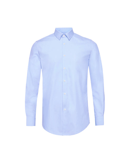 Light Blue Twill Natural Stretch Cotton Dress Shirt