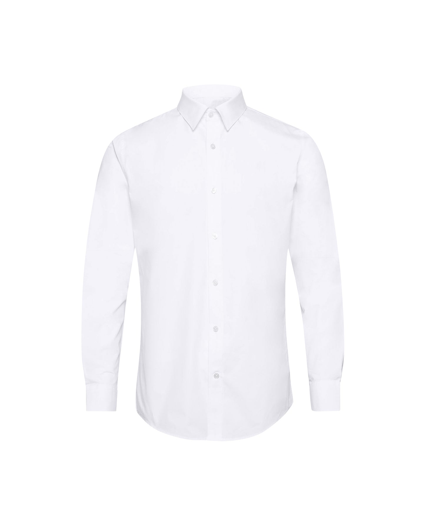 White Twill Natural Stretch Cotton French Cuff Dress Shirt